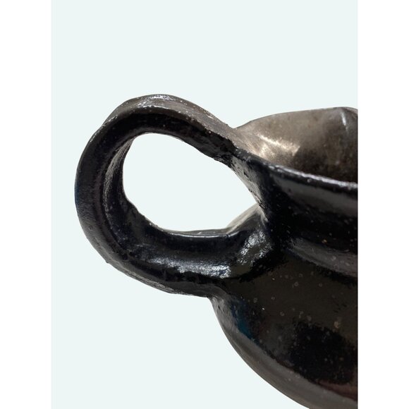Handcrafted Black Ceramic Creamer Pitcher With Spout & Handle - Picture 7 of 7